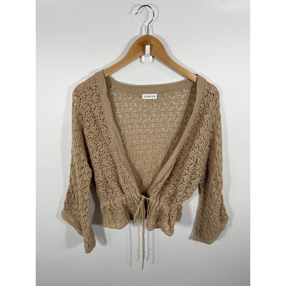 Womens Knit Cardigan ONE SIZE Beige Flare Sleeve Boho Chic Forest Fairy Festival